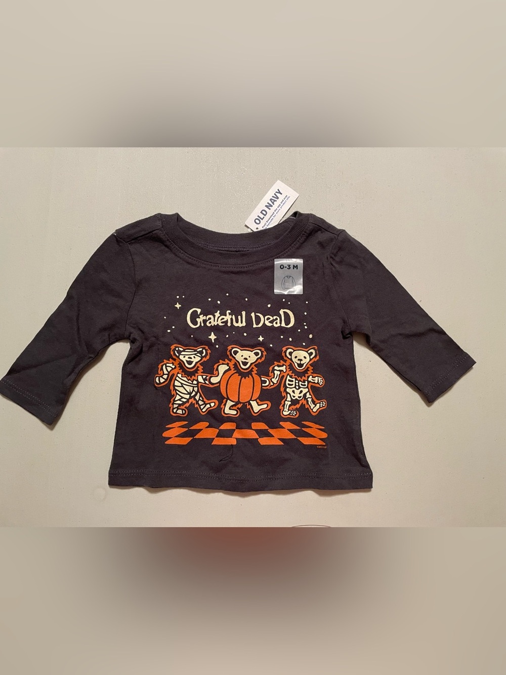 Old Navy Black Long-Sleeve Grateful Dead Halloween Bears Tee 0/3 NWT